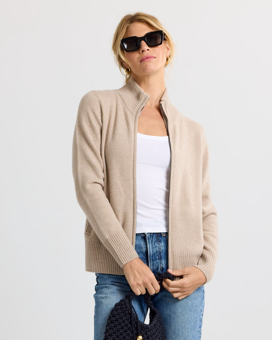 Cashmere Stand Collar Cardigan