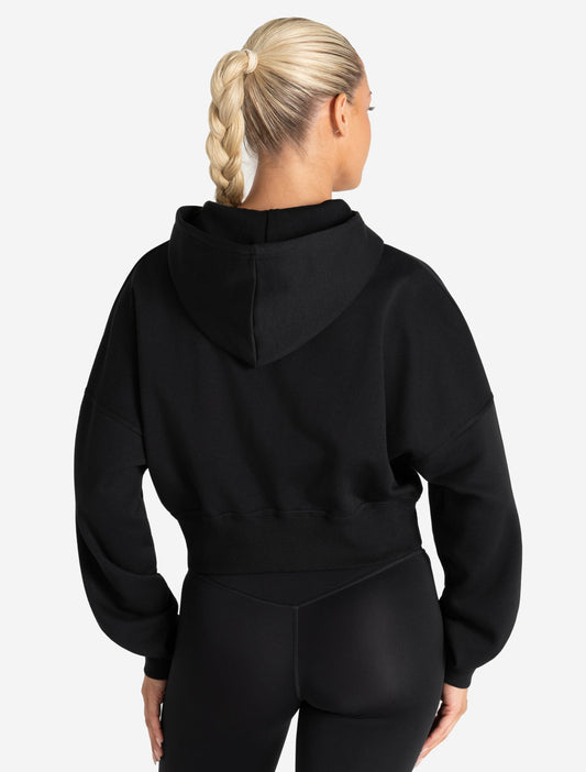 Core Crop Zip Hoodie - Black