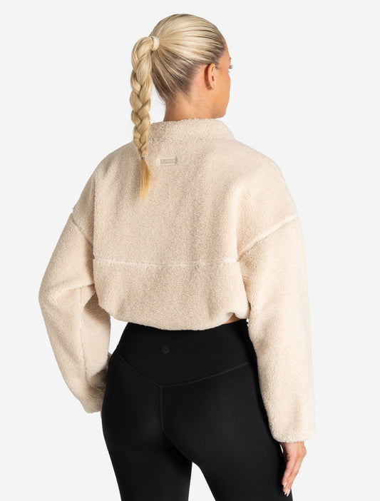 Borg Fleece Crop Jacket - Cream