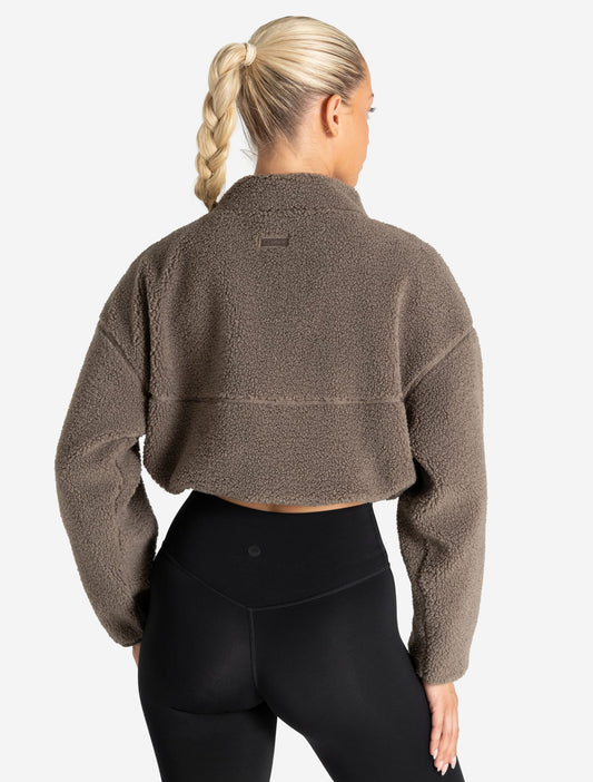 Borg Fleece Crop Jacket - Mole
