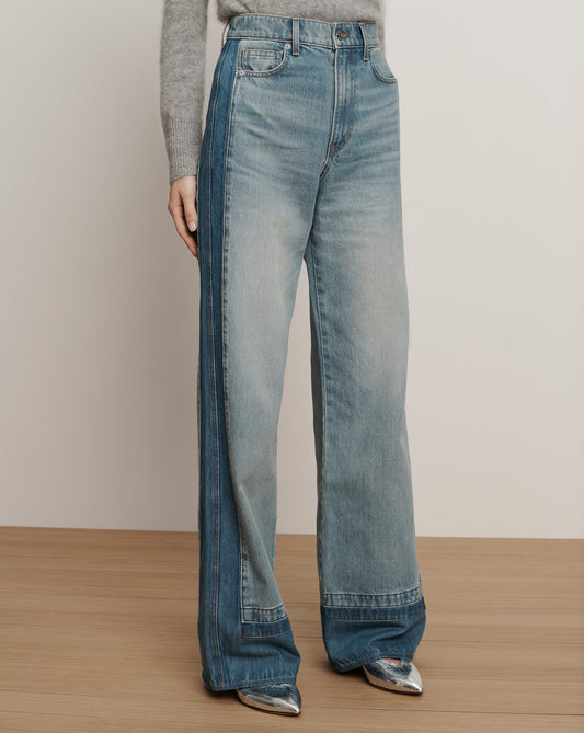 Taylor Color-Block Wide-Leg Jean