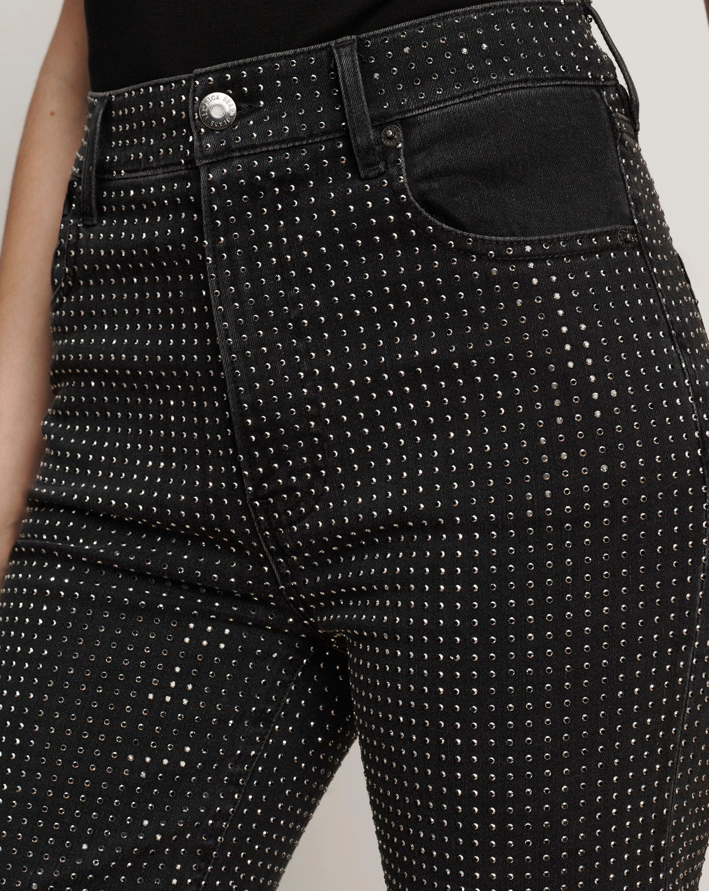 Crosbie Rhinestone Slim Wide-Leg Jean