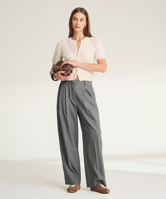 Lightweight Cashmere Cable Short Sleeve Cardigan