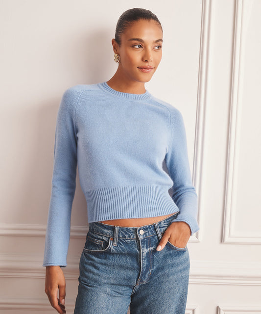 Luxe Cashmere Saddle Crewneck Sweater