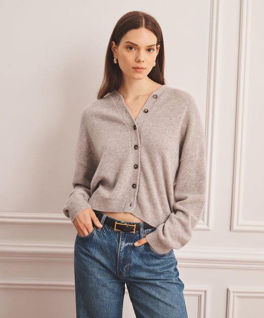 Luxe Cashmere V-Neck Bomber Cardigan