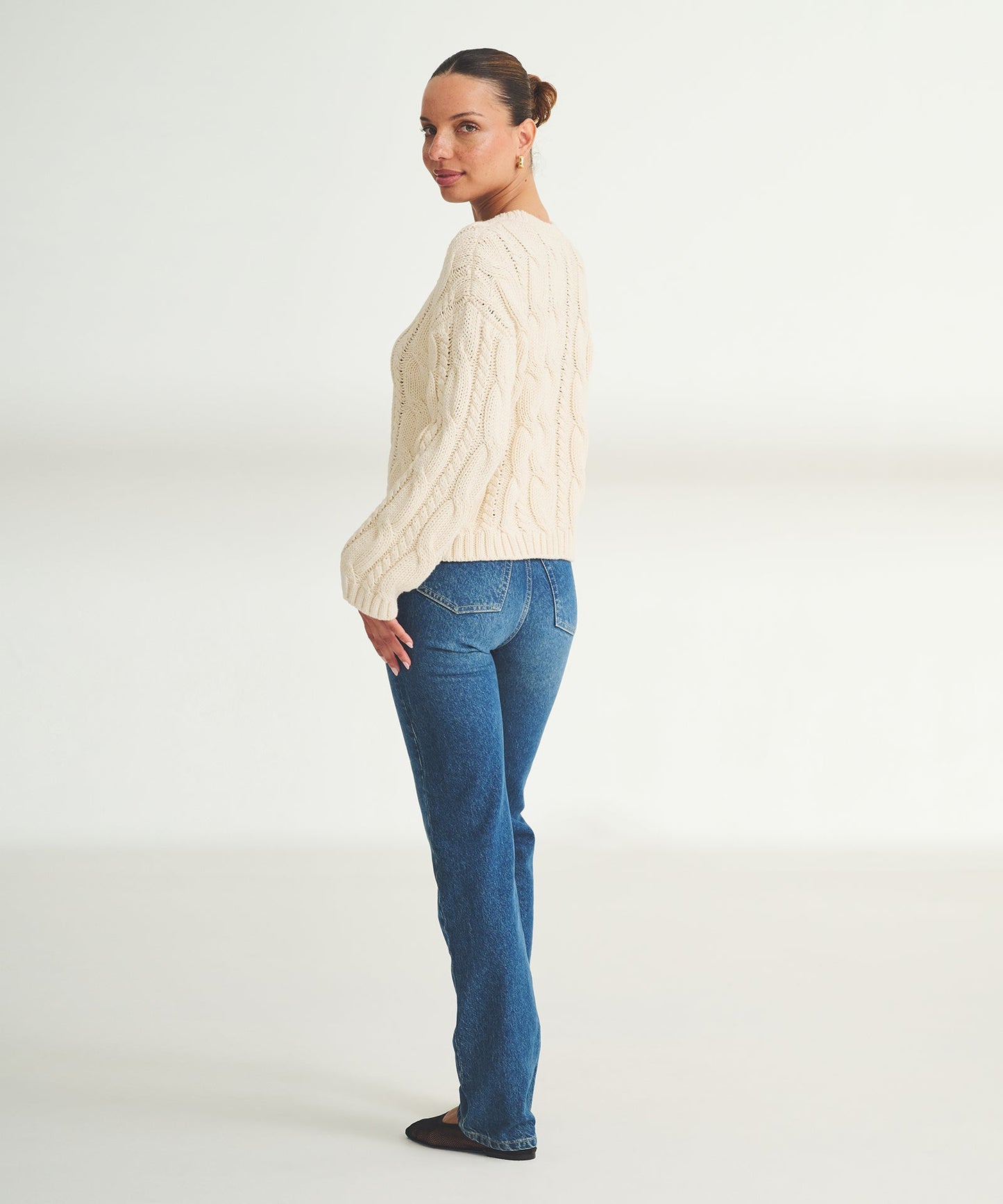 Luxe Cotton Cable Crewneck