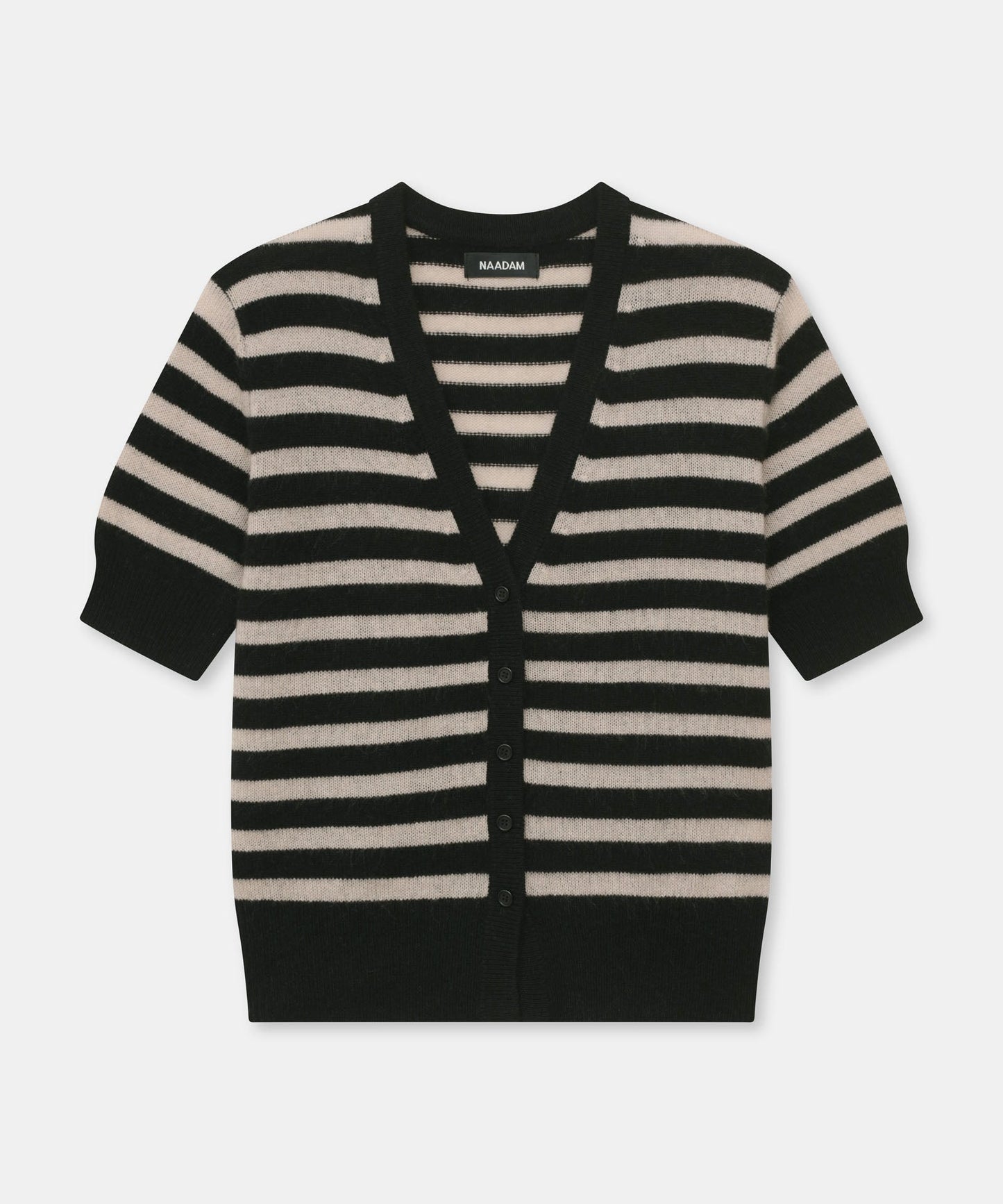 Lightweight Cashmere Striped Short Sleeve Cardigan