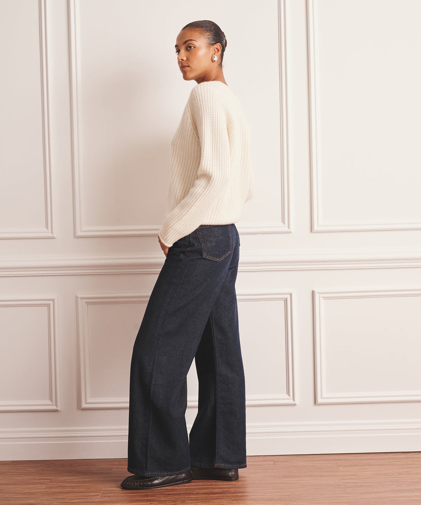 Super Luxe Cashmere Fisherman V-Neck Sweater