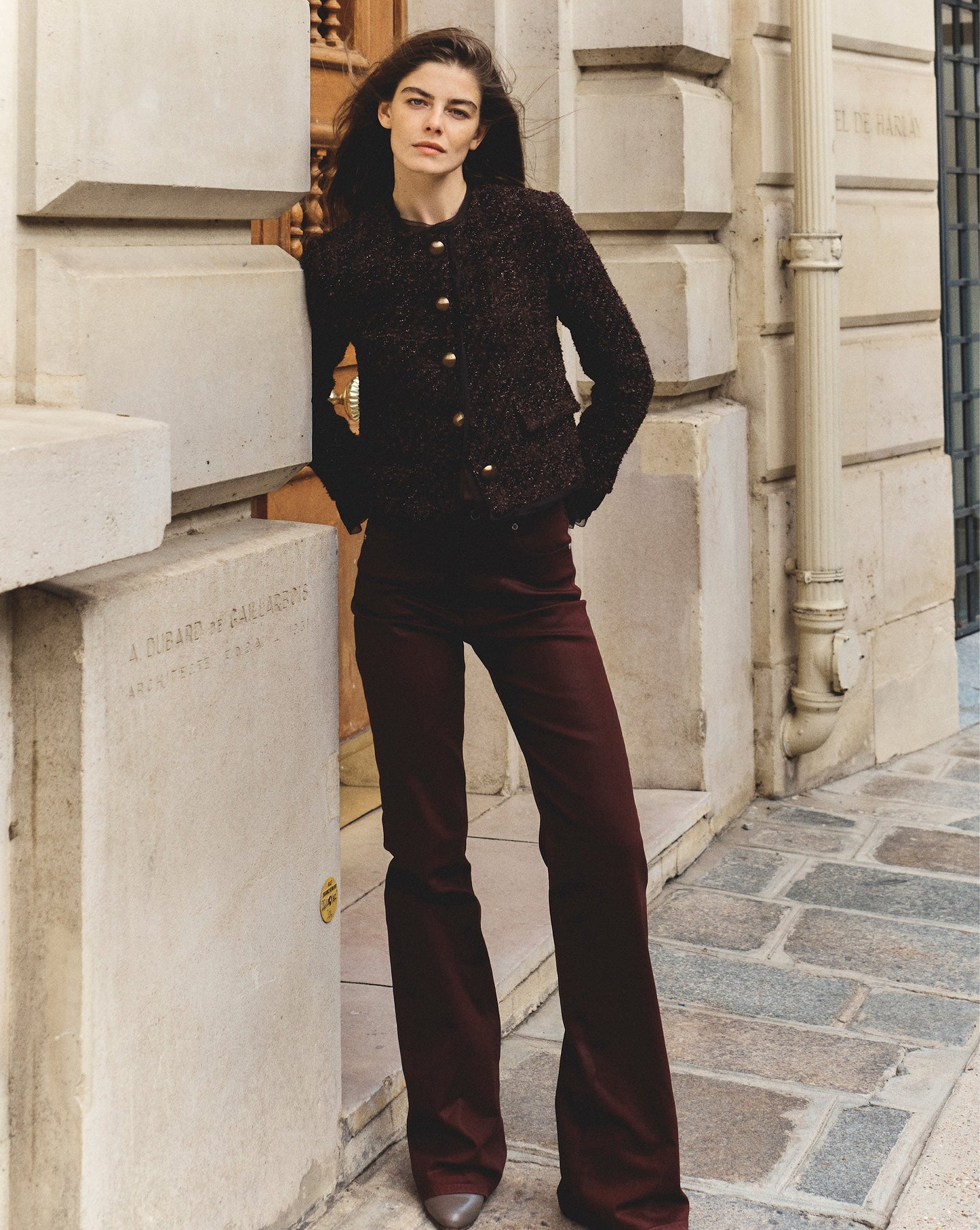 Crosbie Coated Slim Wide-Leg Jean