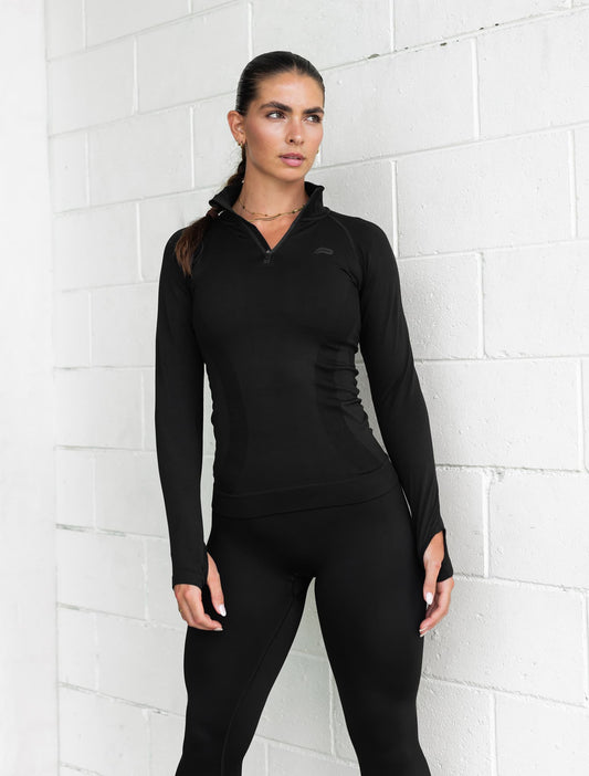 Core Seamless 1/4 Zip - Blackout