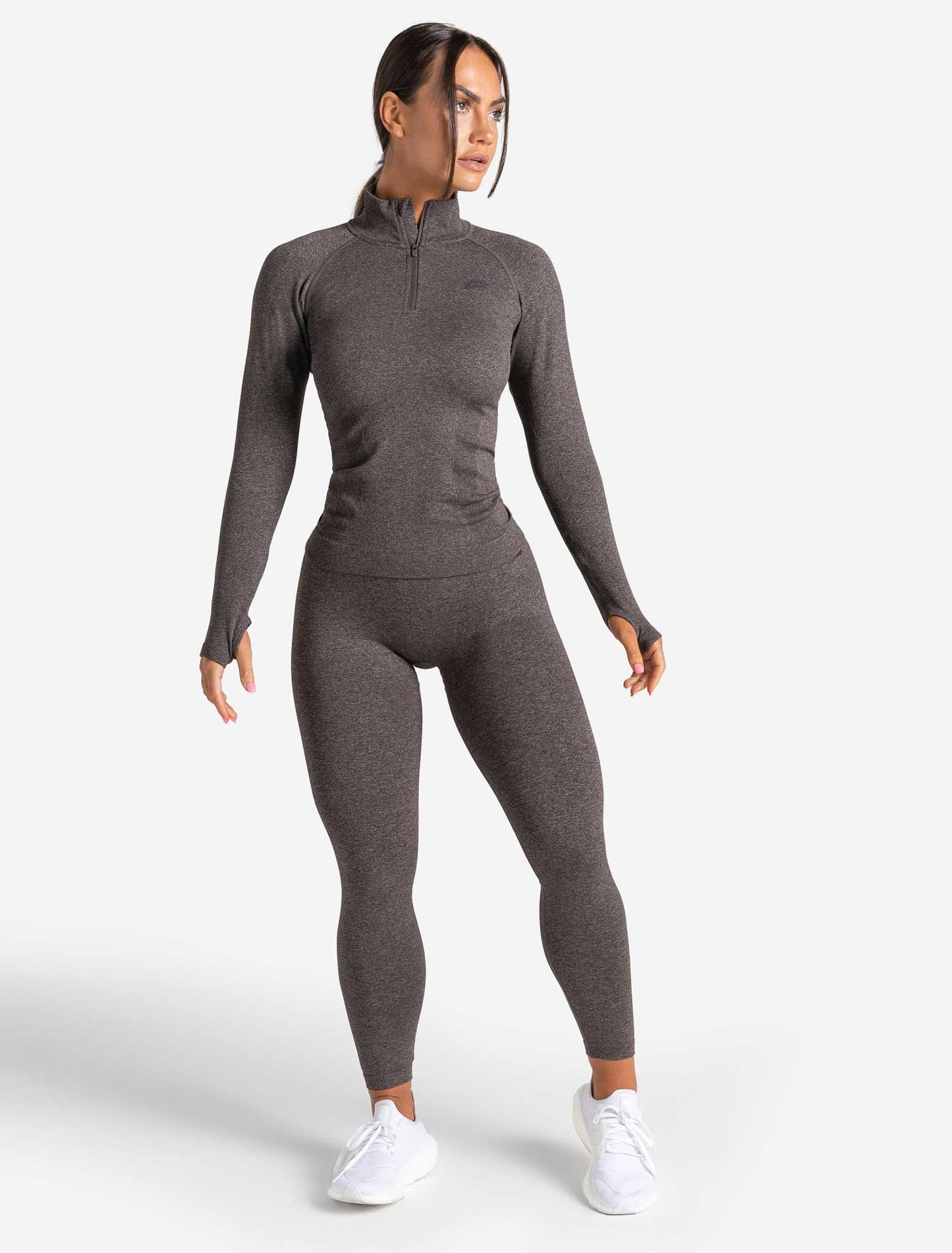 Core Seamless 1/4 Zip - Brown Marl