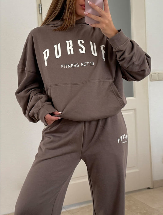 Varsity Oversized Hoodie - Taupe