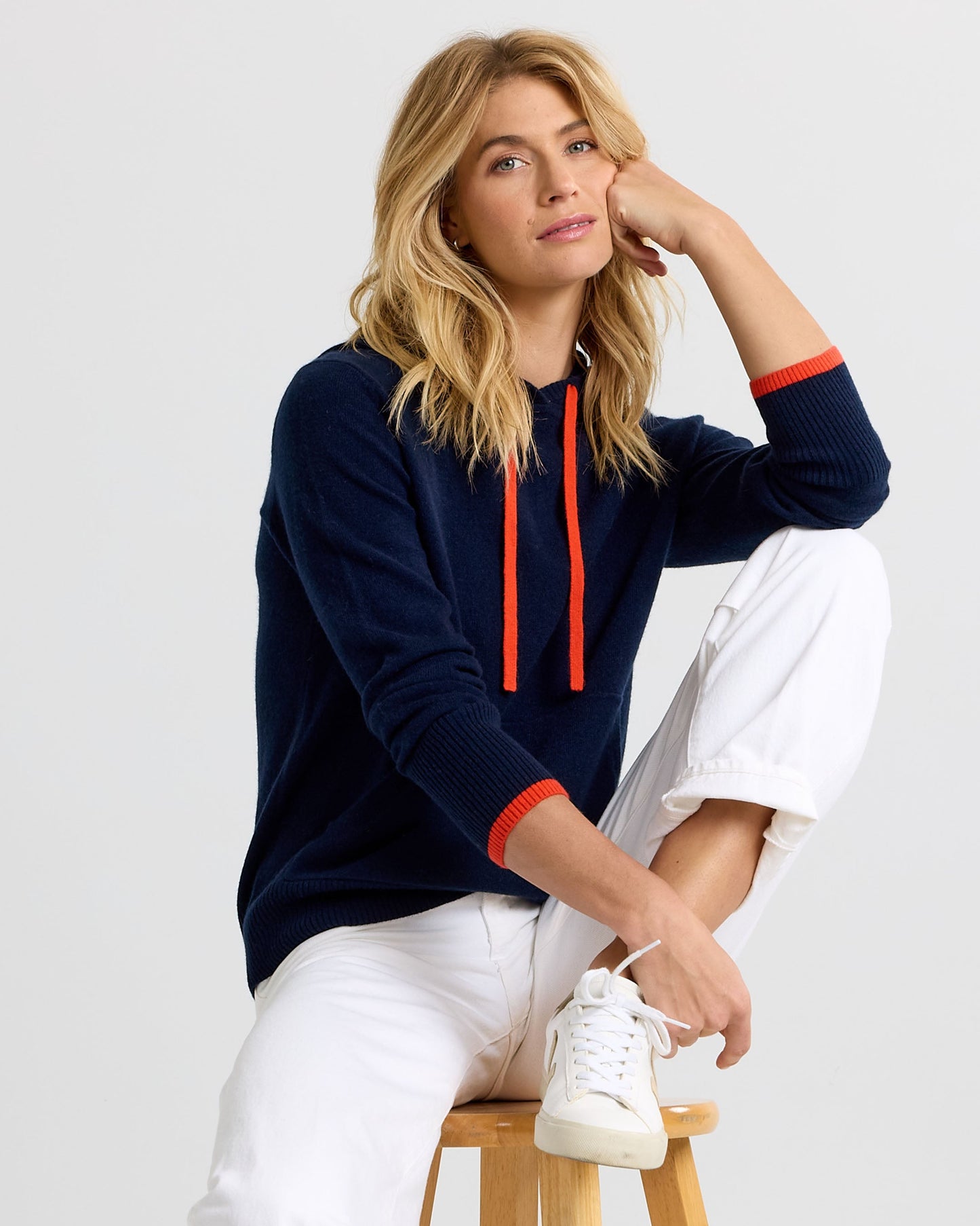 Cashmere Contrast Hoodie