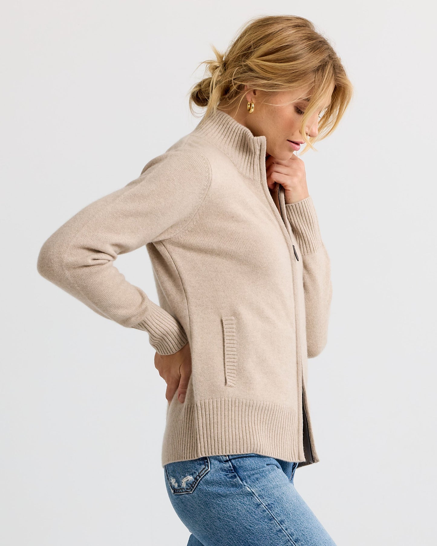Cashmere Stand Collar Cardigan