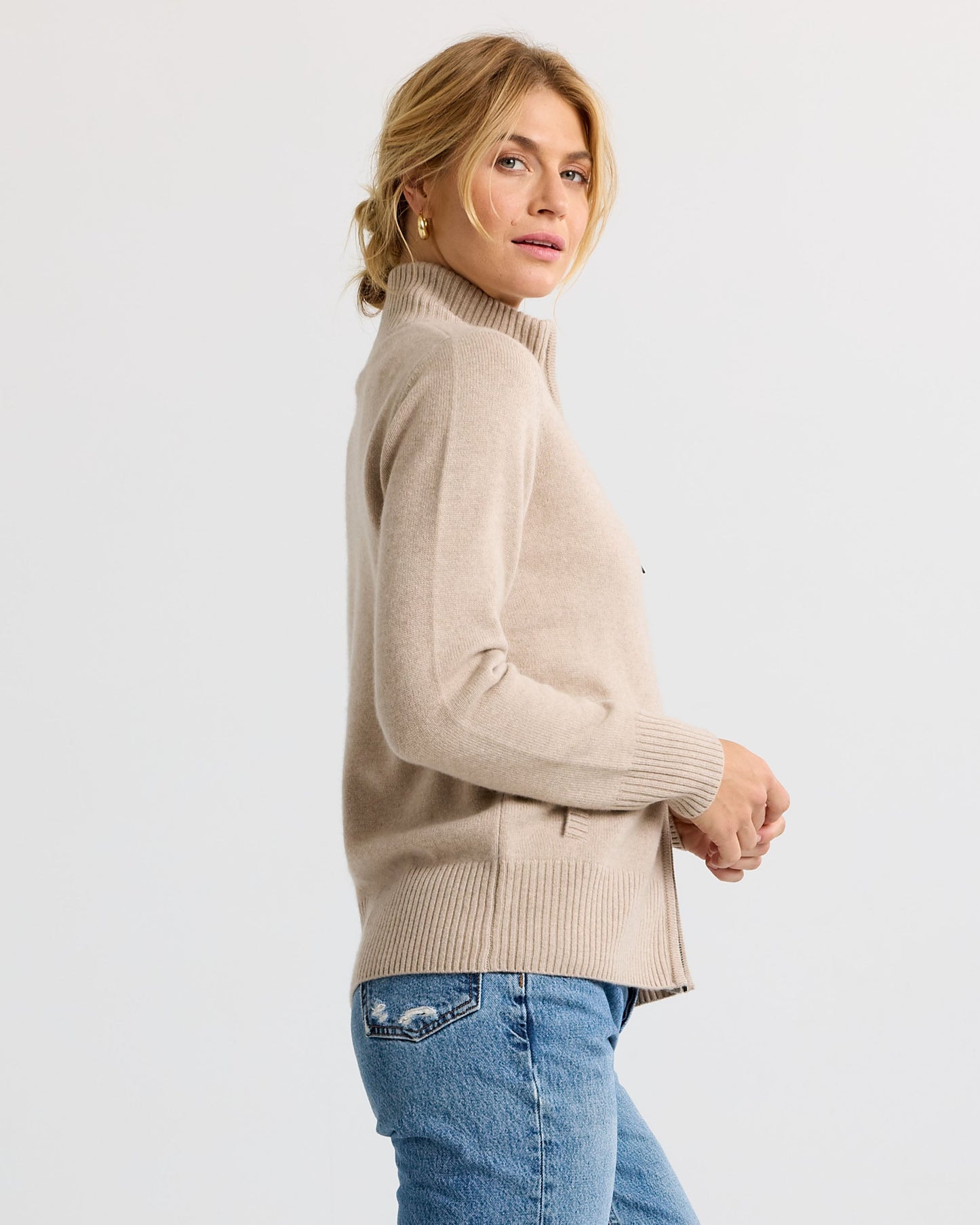 Cashmere Stand Collar Cardigan