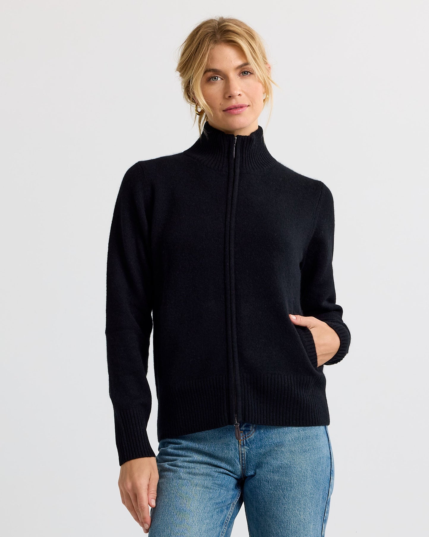 Cashmere Stand Collar Cardigan