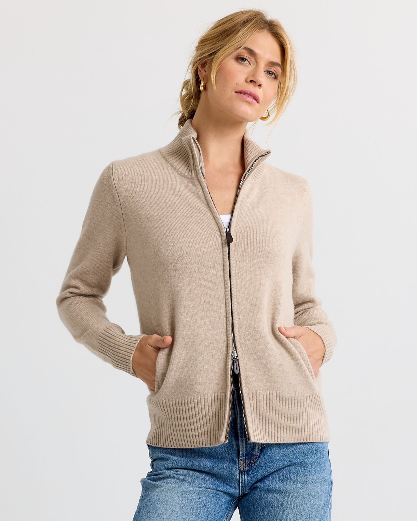 Cashmere Stand Collar Cardigan