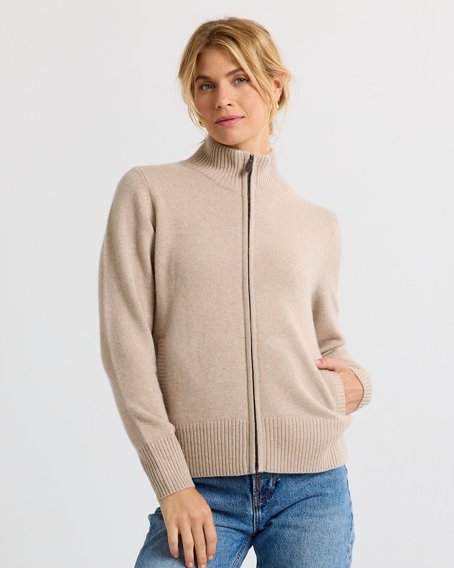 Cashmere Stand Collar Cardigan