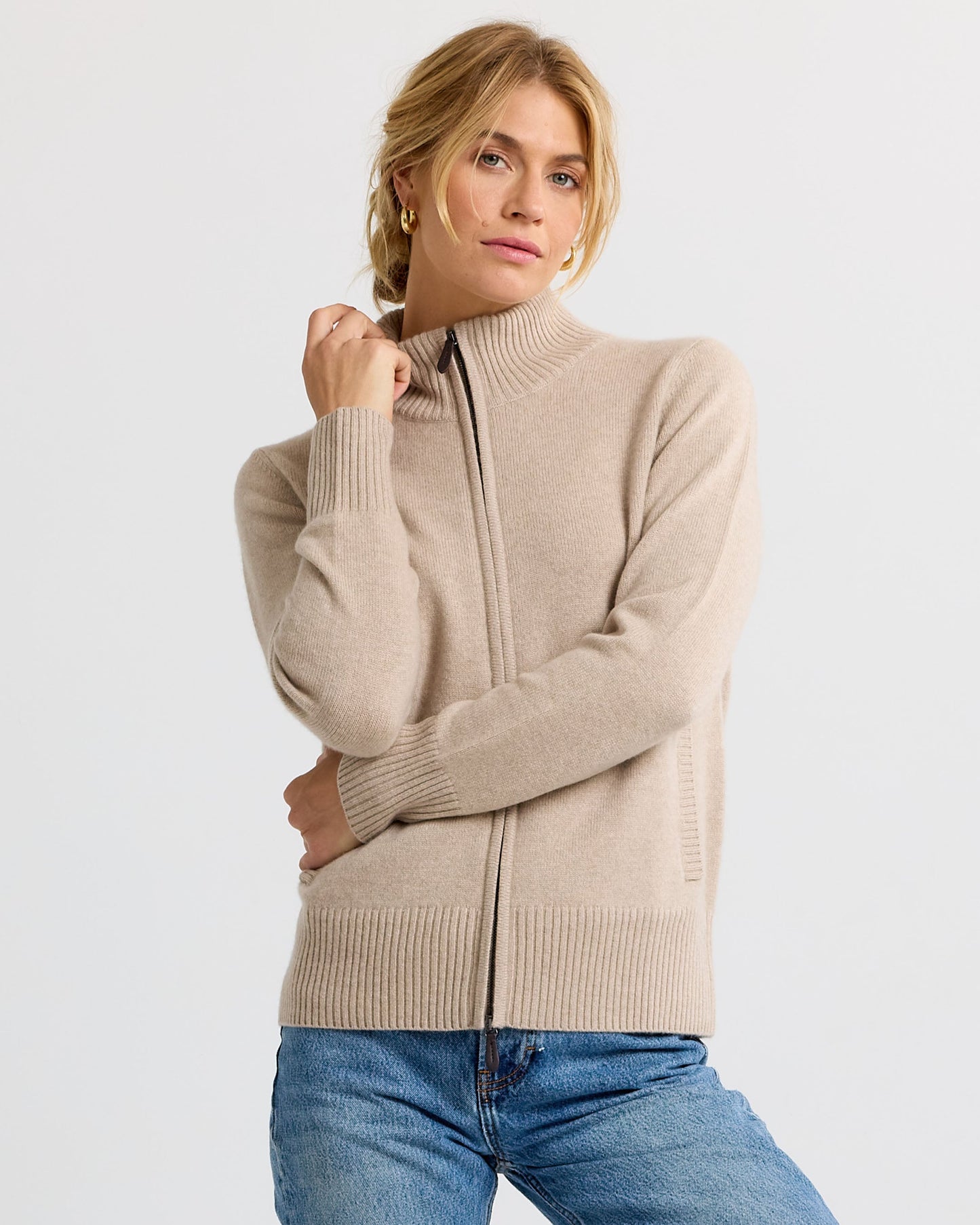 Cashmere Stand Collar Cardigan