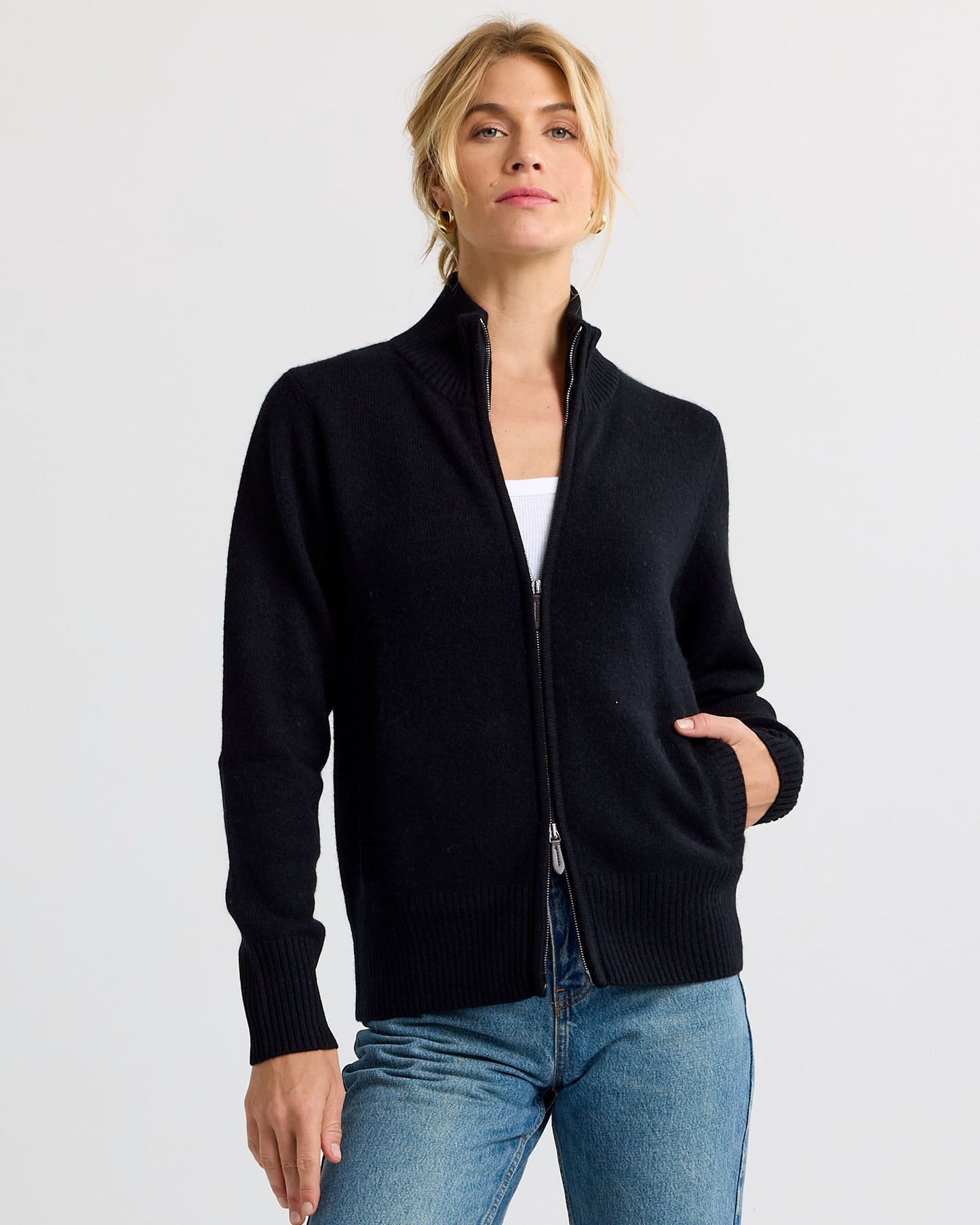 Cashmere Stand Collar Cardigan