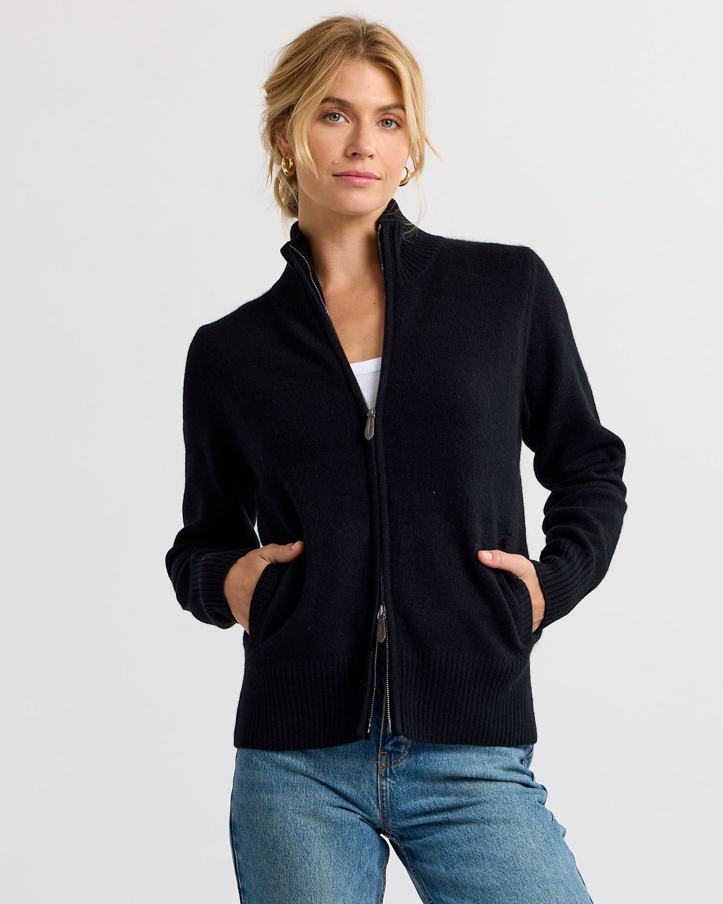 Cashmere Stand Collar Cardigan