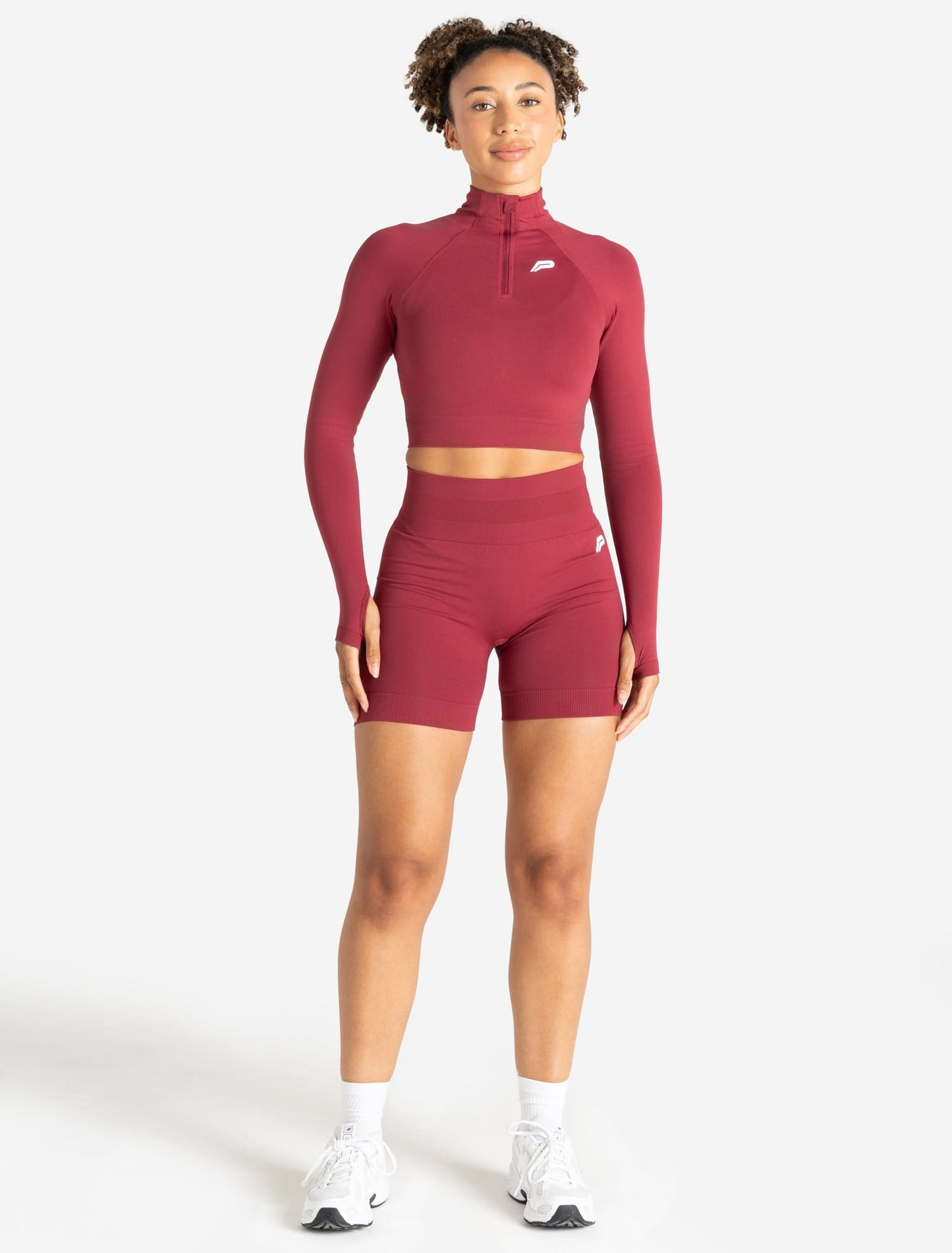 Scrunch Seamless Crop 1/2 Zip - Raspberry