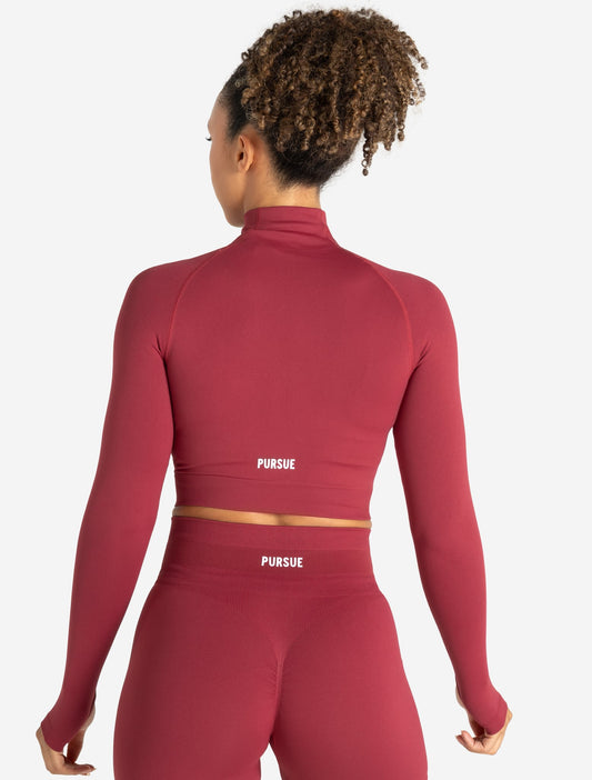 Scrunch Seamless Crop 1/2 Zip - Raspberry