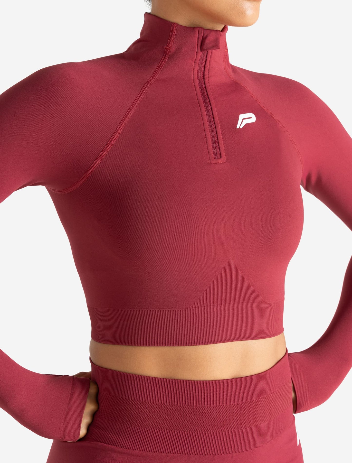 Scrunch Seamless Crop 1/2 Zip - Raspberry