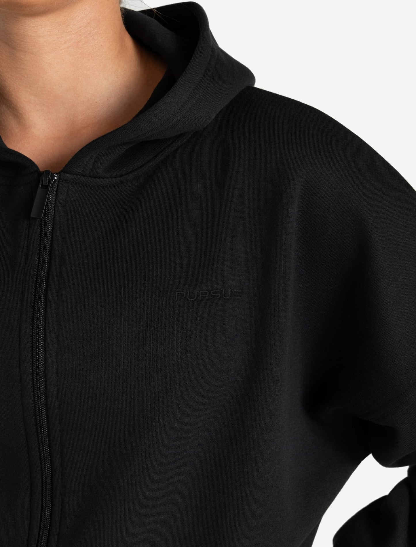Core Crop Zip Hoodie - Black