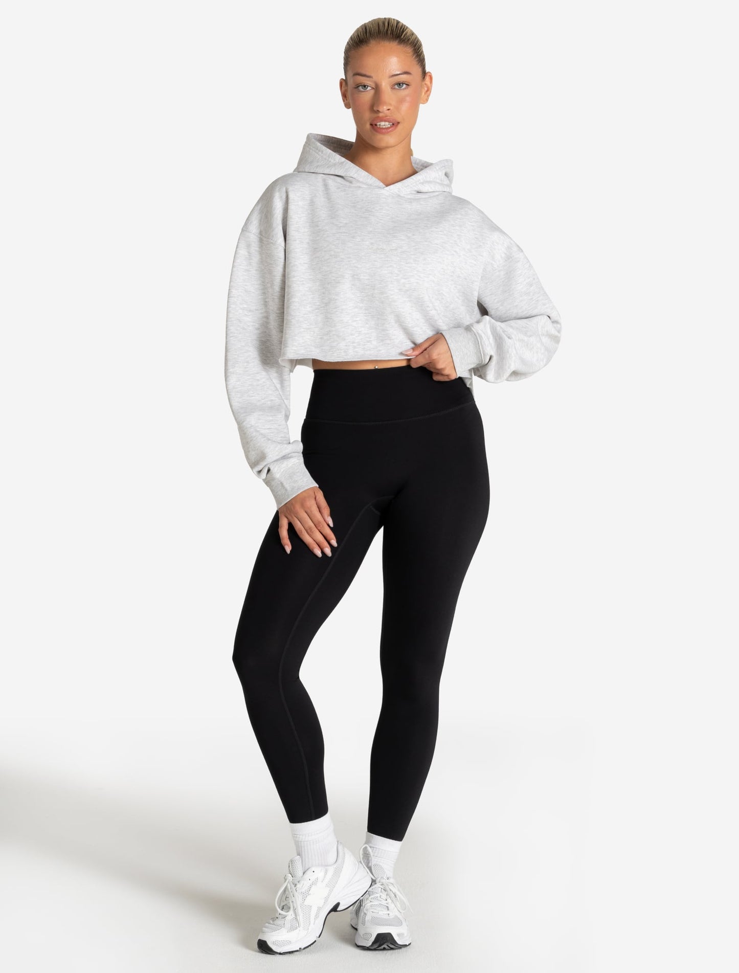 Core Crop Hoodie - Grey Marl