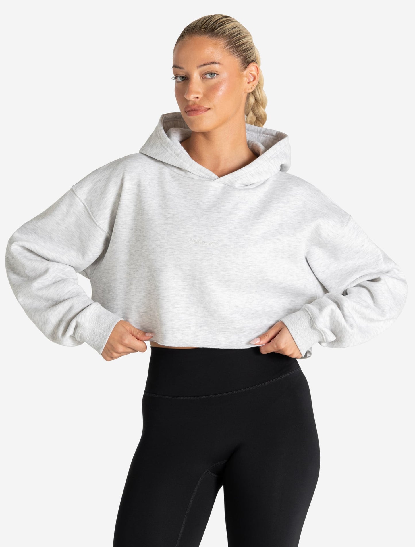 Core Crop Hoodie - Grey Marl