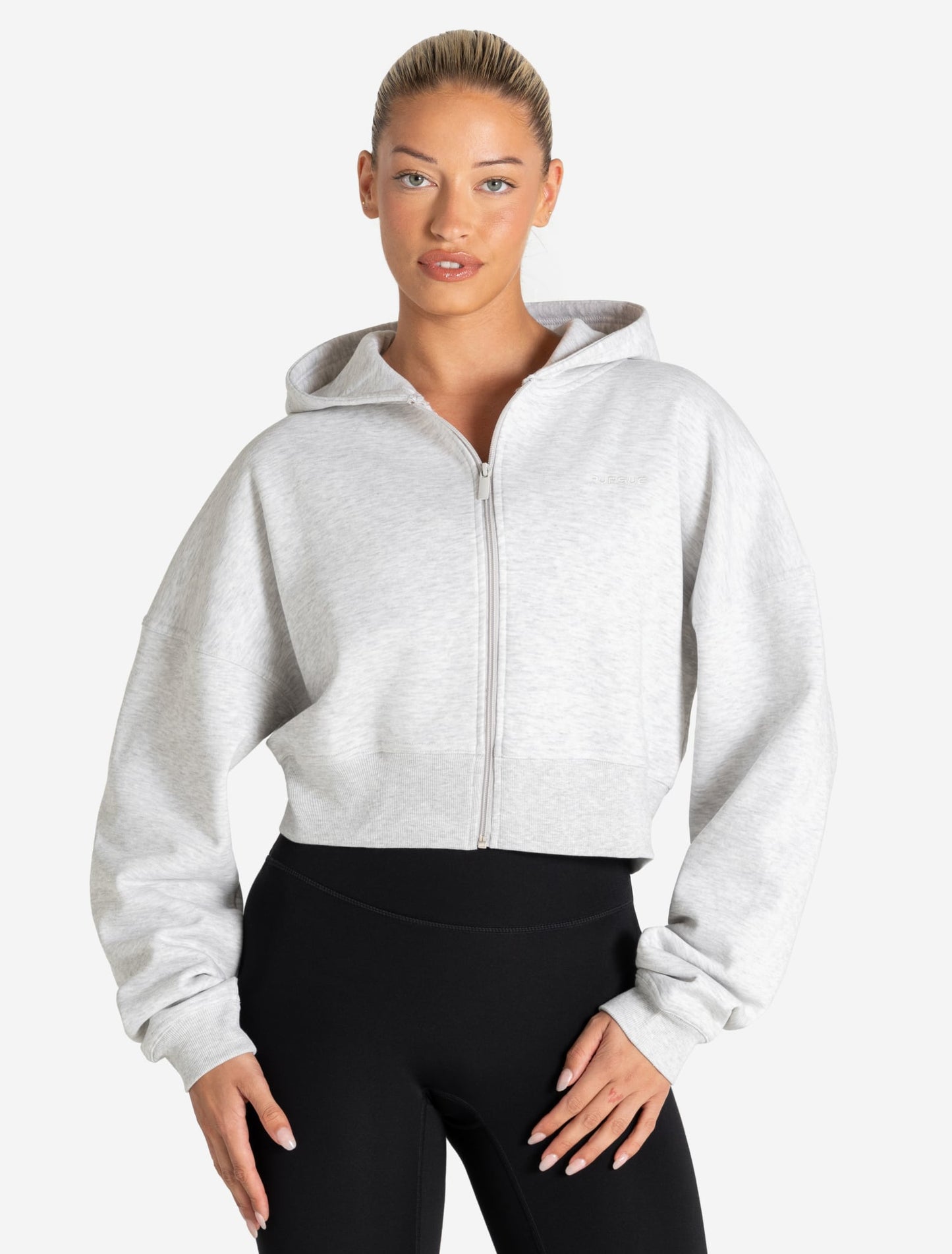 Core Crop Zip Hoodie - Grey Marl