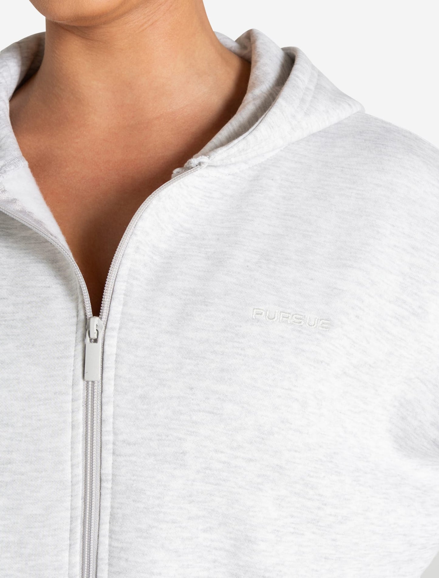 Core Crop Zip Hoodie - Grey Marl