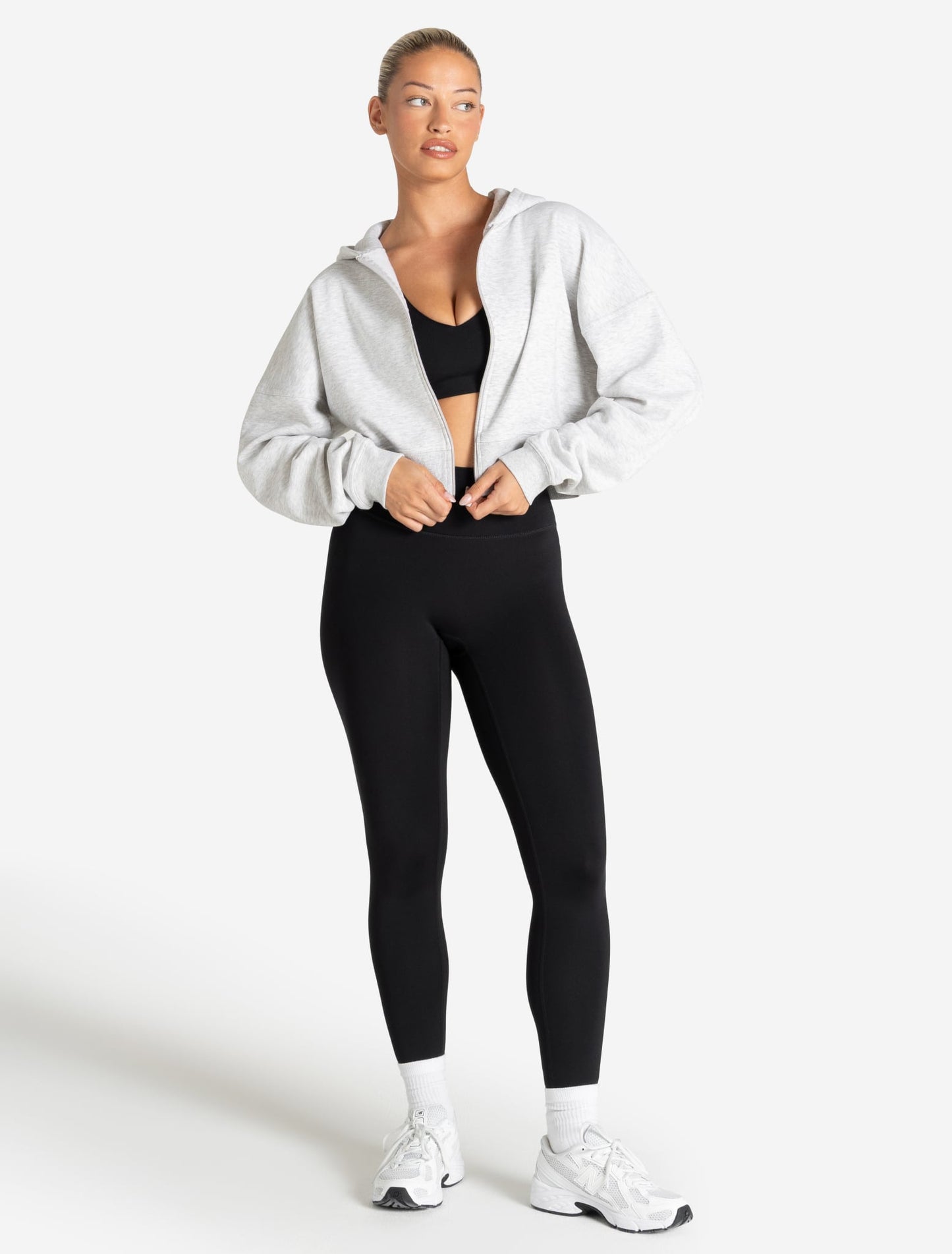 Core Crop Zip Hoodie - Grey Marl