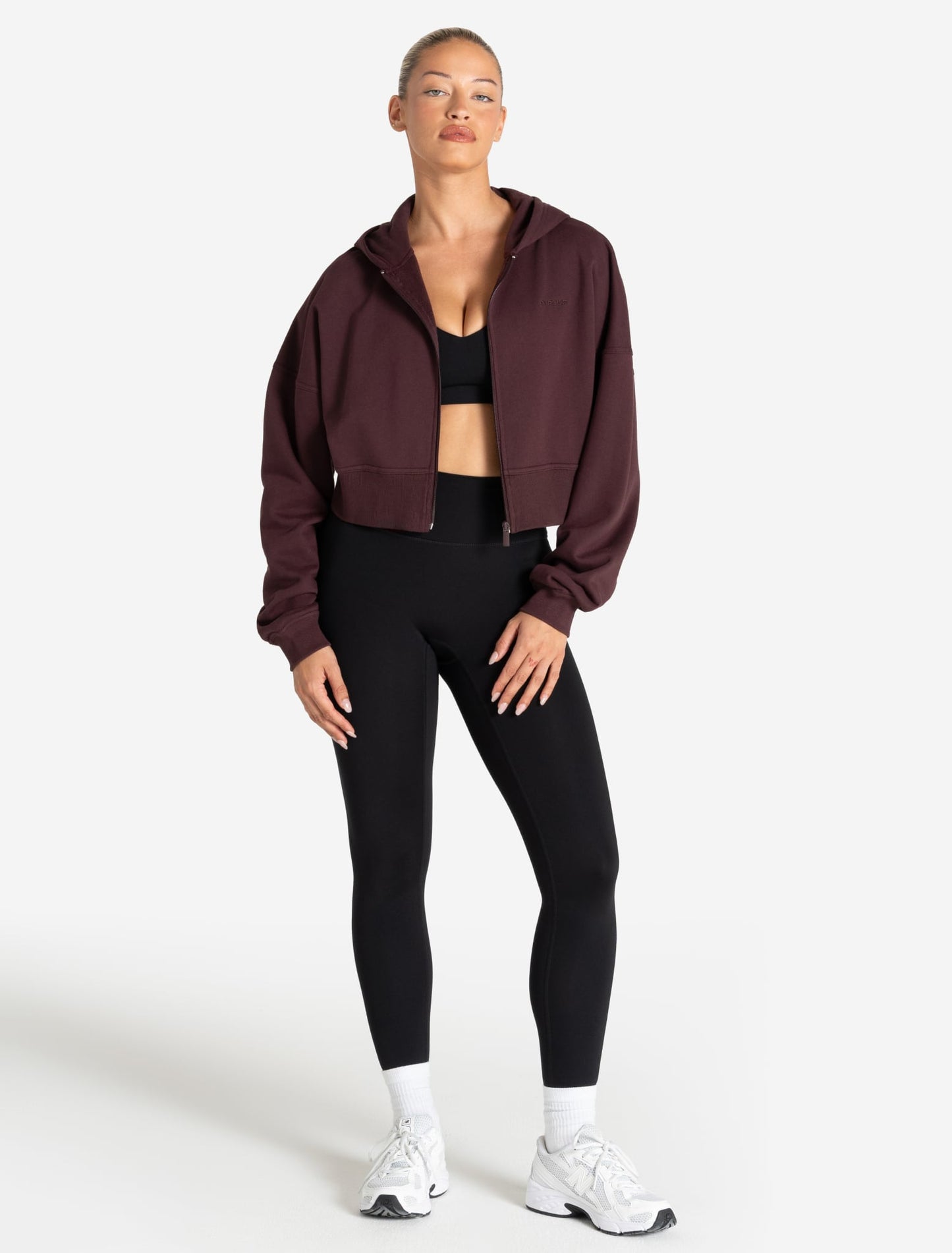 Core Crop Zip Hoodie - Cherry