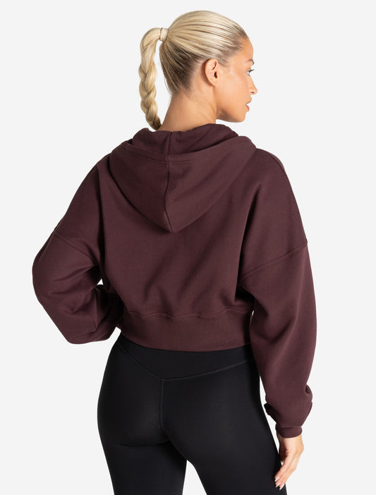 Core Crop Zip Hoodie - Cherry