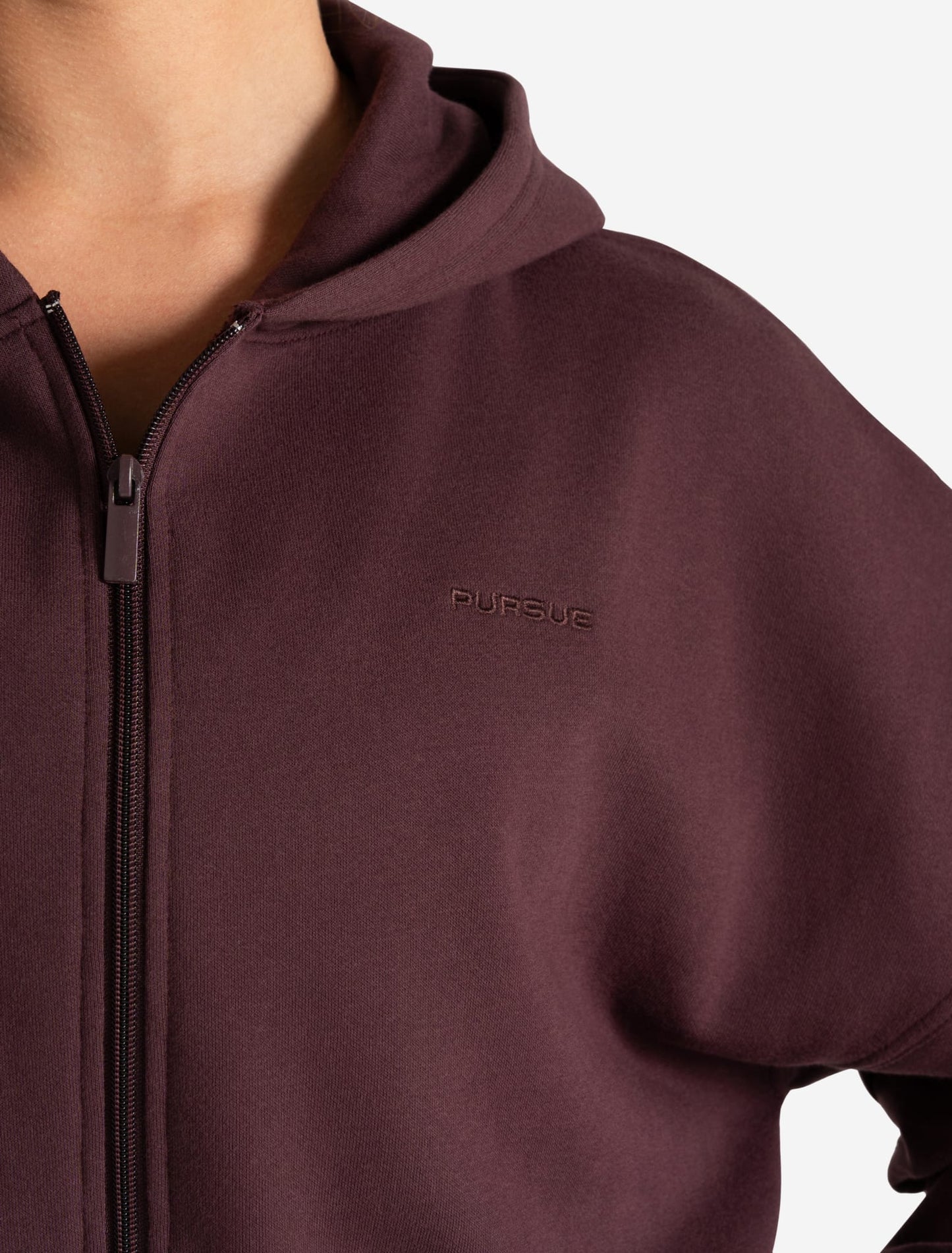 Core Crop Zip Hoodie - Cherry