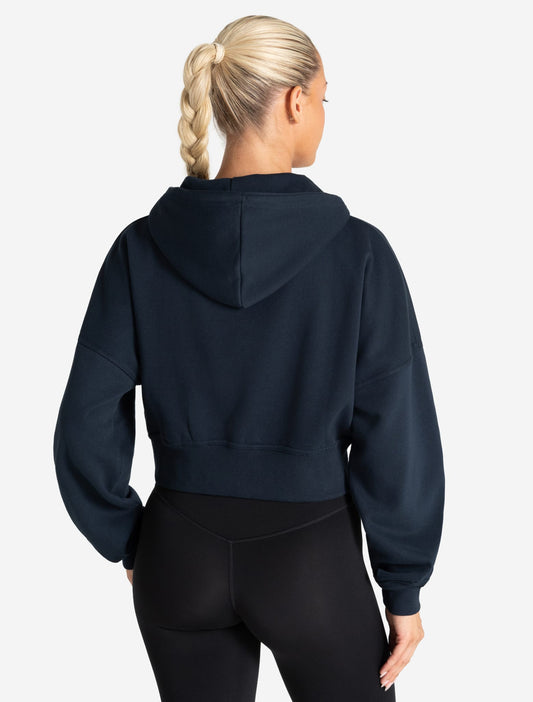 Core Crop Zip Hoodie - Navy