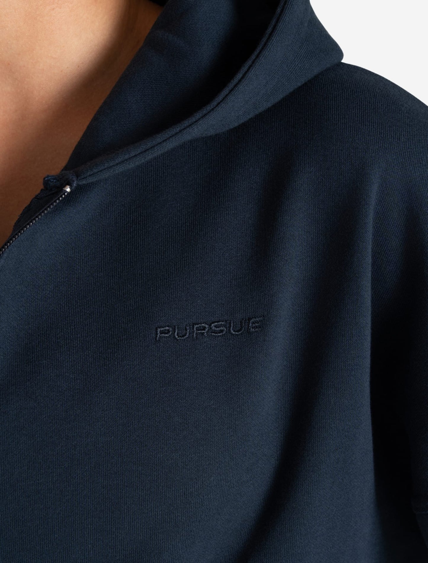 Core Crop Zip Hoodie - Navy