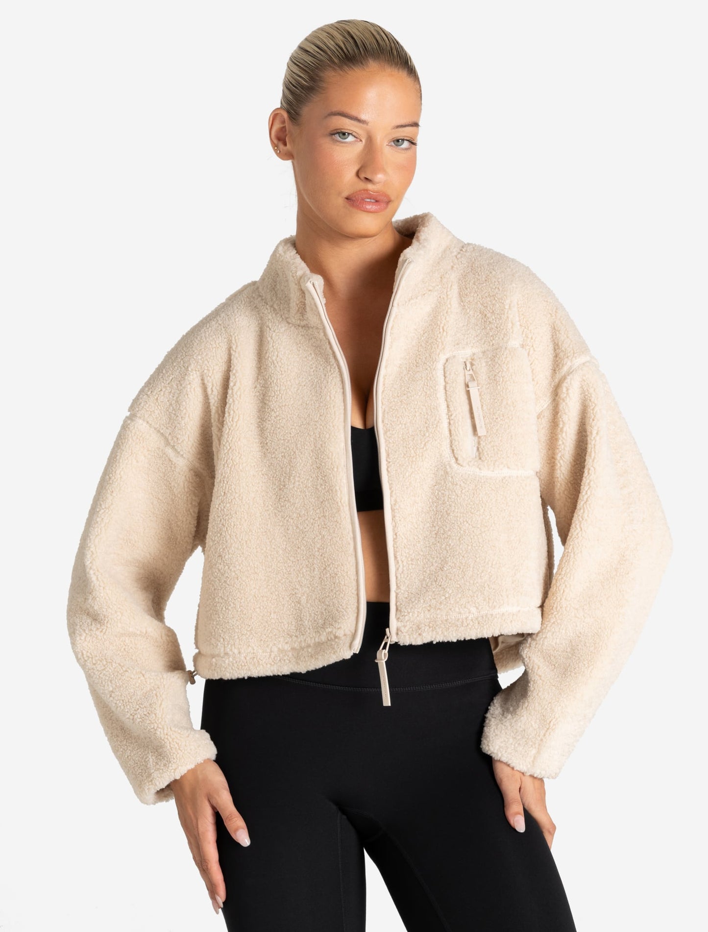Borg Fleece Crop Jacket - Cream