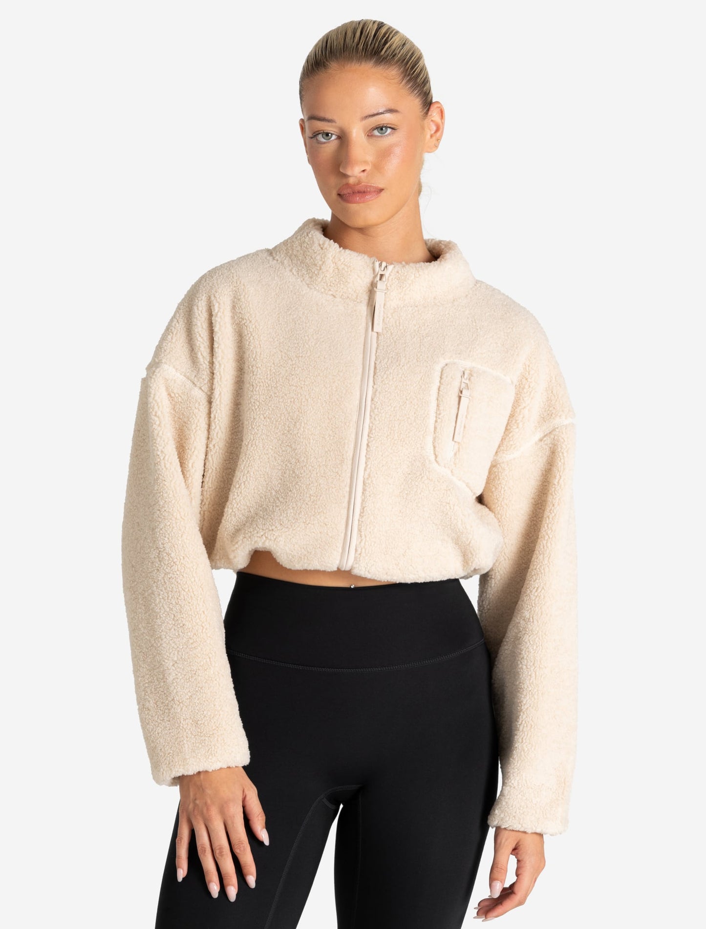 Borg Fleece Crop Jacket - Cream