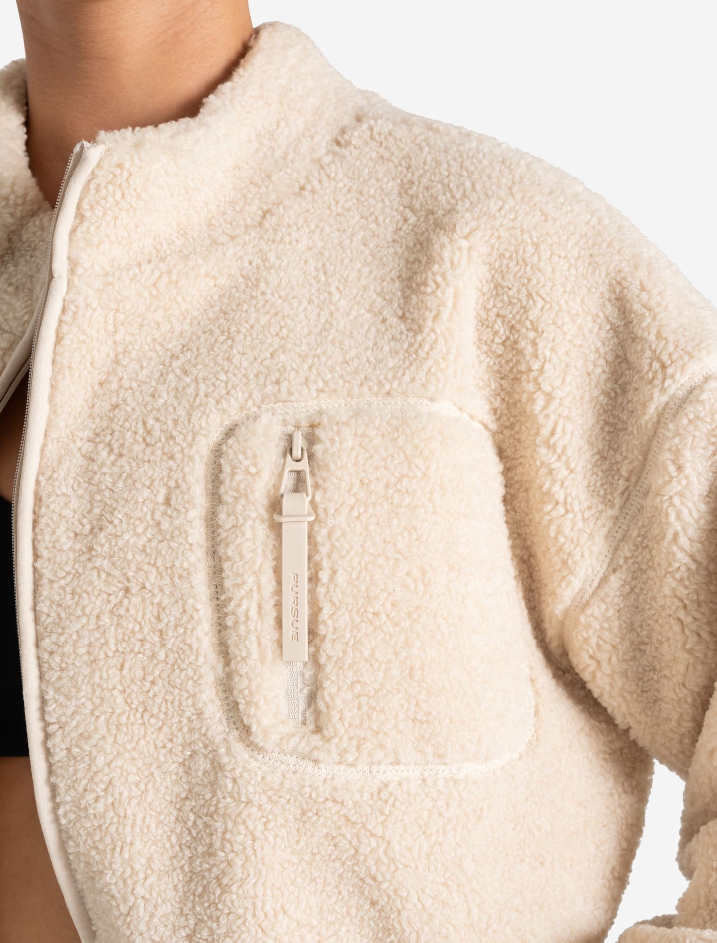 Borg Fleece Crop Jacket - Cream