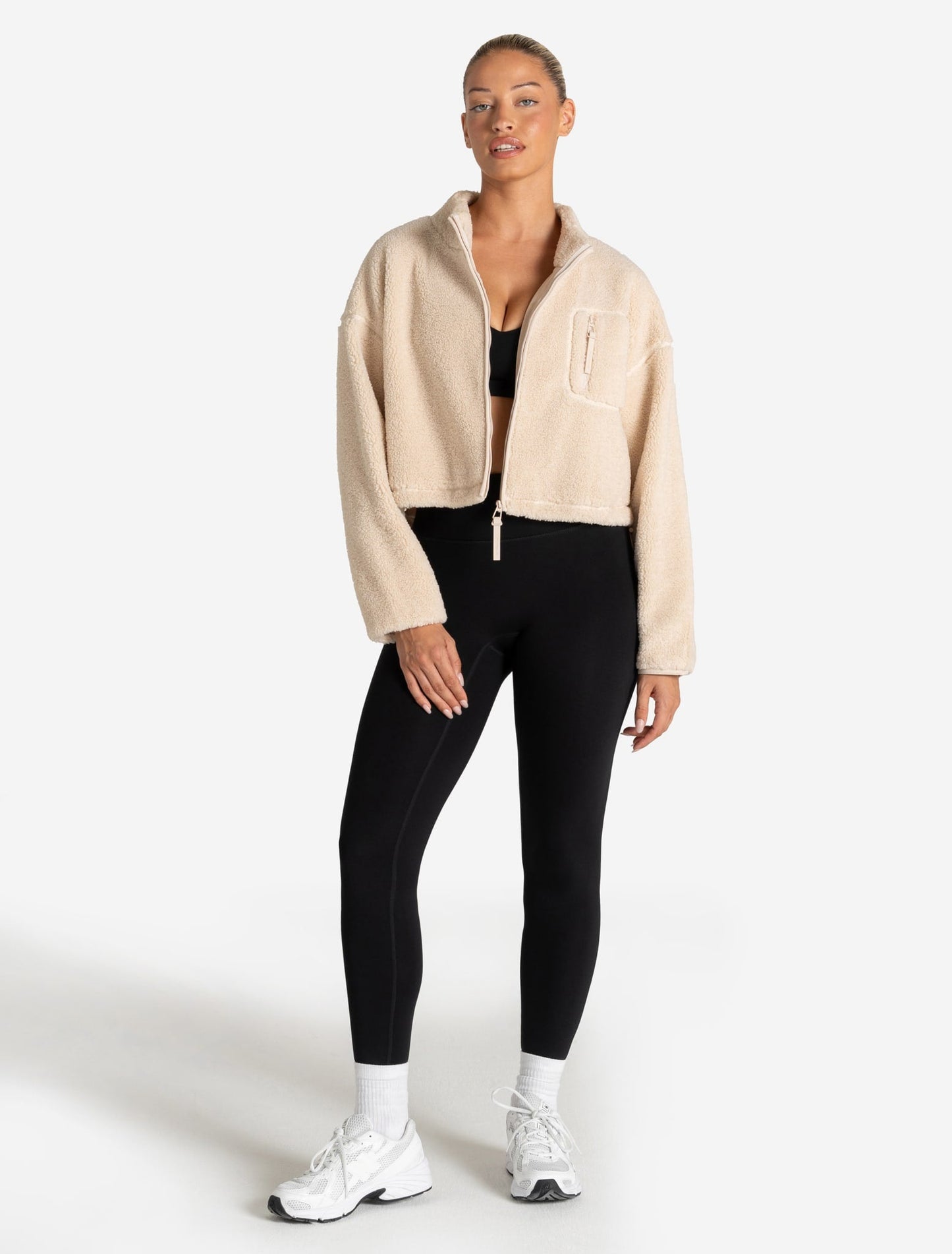 Borg Fleece Crop Jacket - Cream