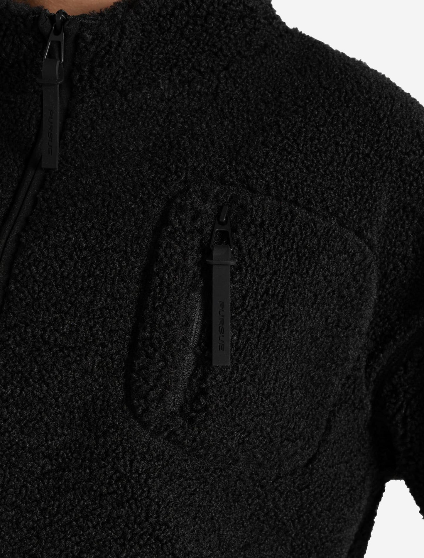 Borg Fleece Crop Jacket - Black