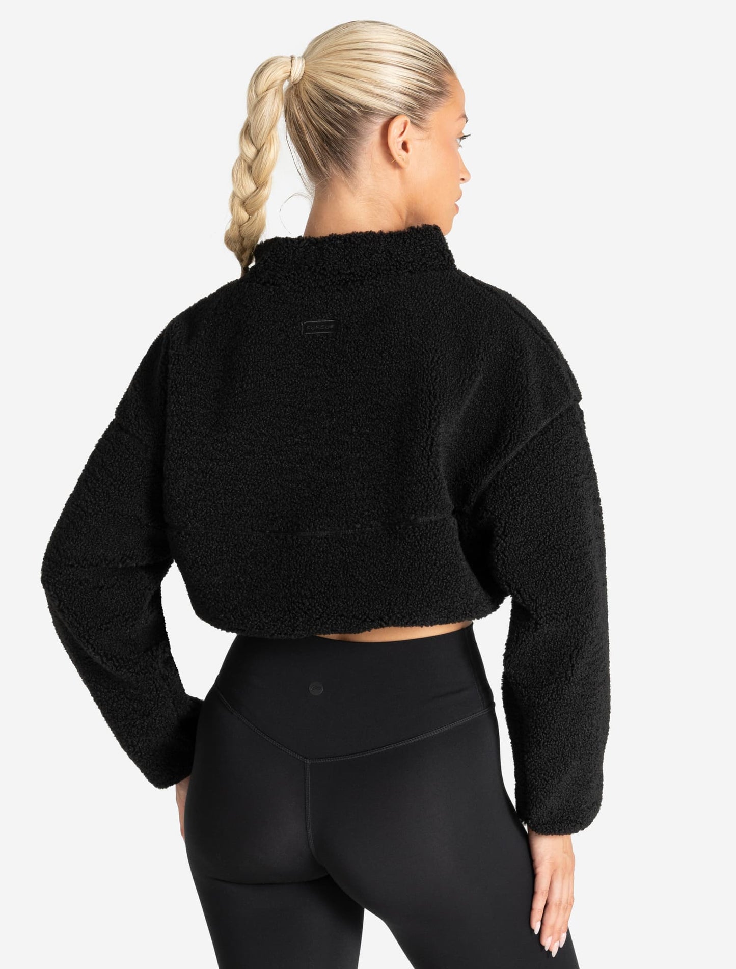 Borg Fleece Crop Jacket - Black