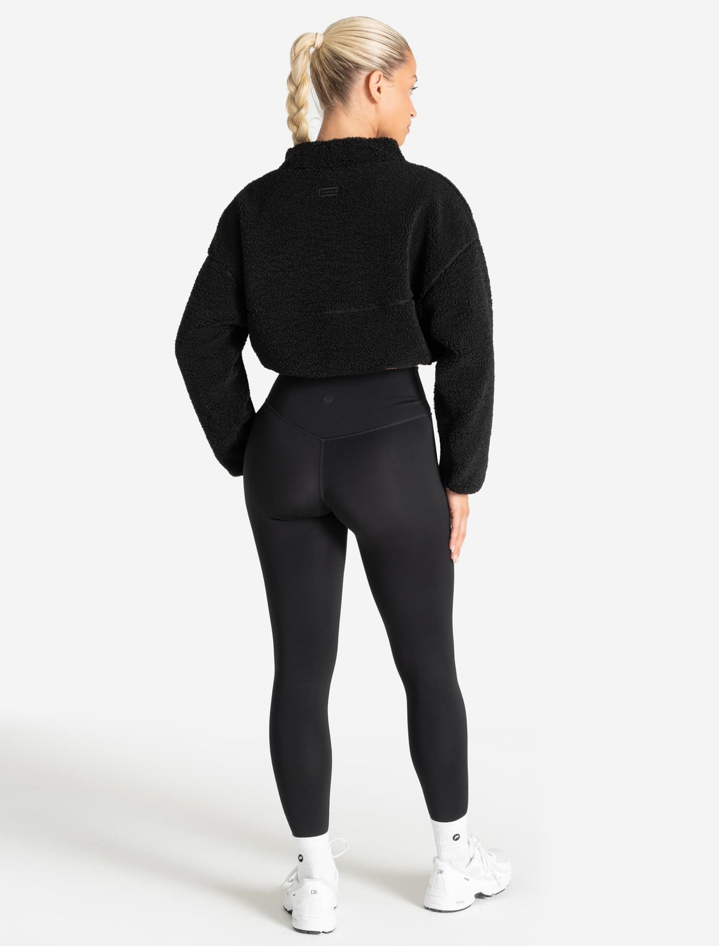 Borg Fleece Crop Jacket - Black