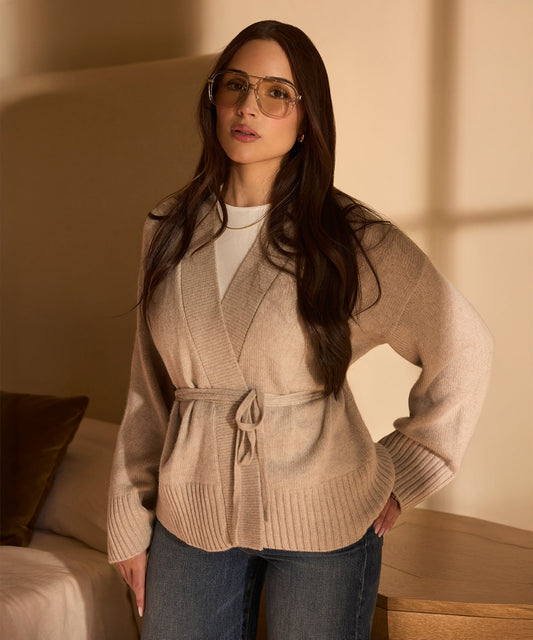Super Luxe Cashmere Tie Waist Cardigan