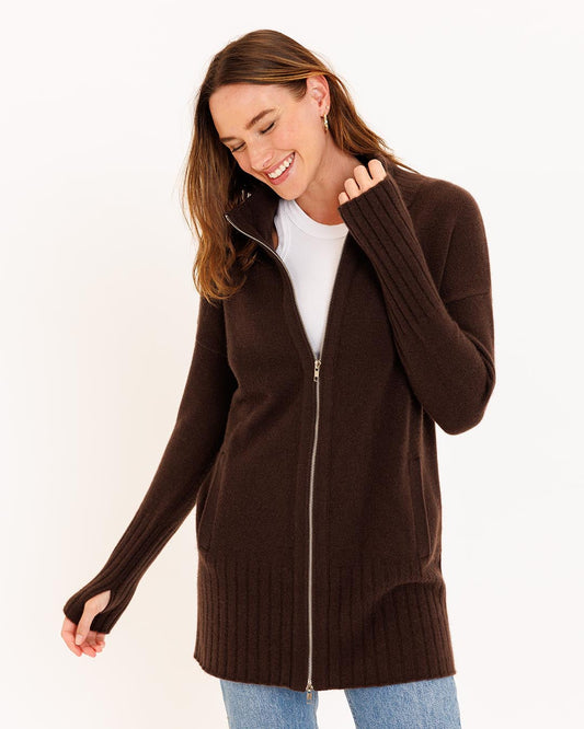 Cashmere Zip Up Cardigan