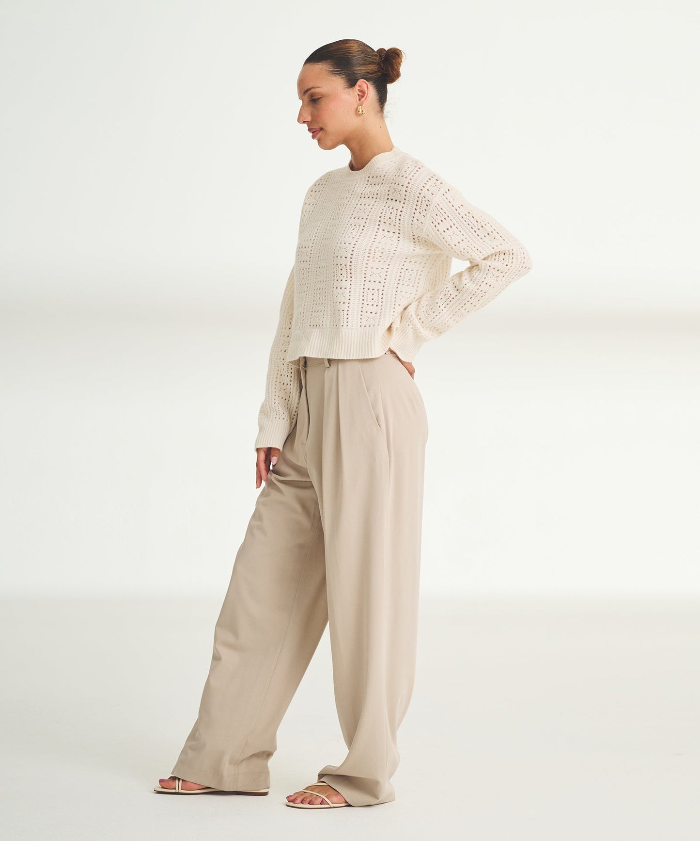 Novelty Cashmere Crochet Crewneck