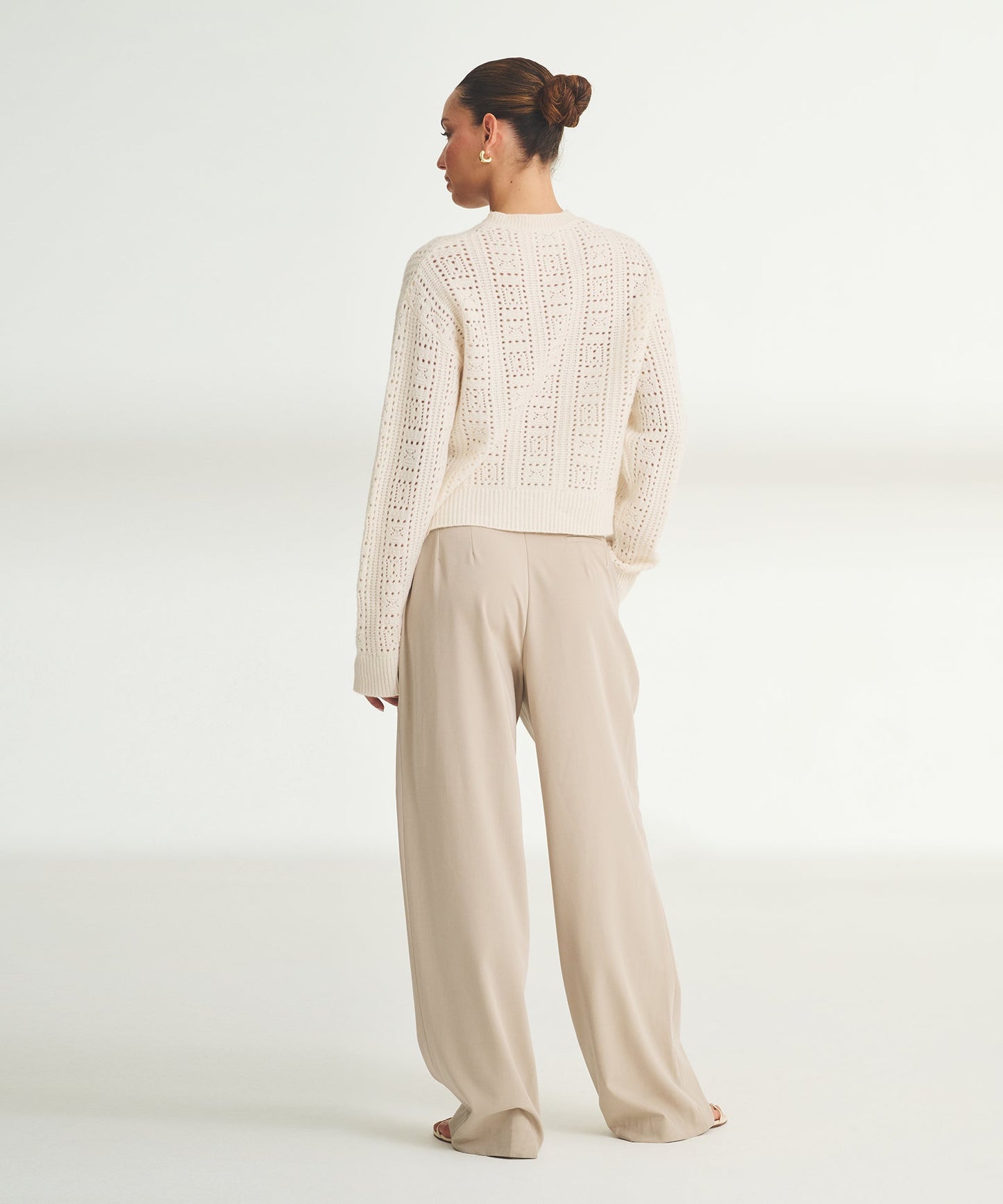 Novelty Cashmere Crochet Crewneck